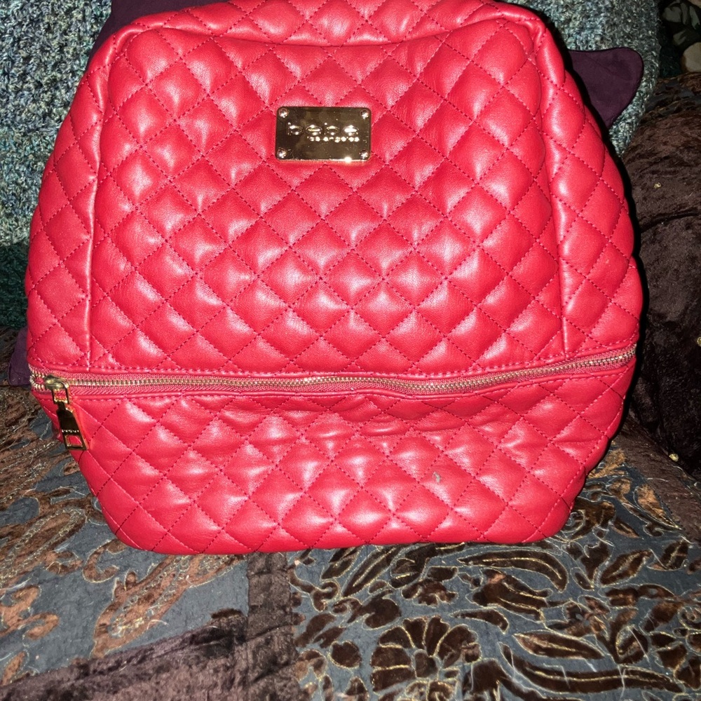 Bebe Full Sized Red Quilted Backpack